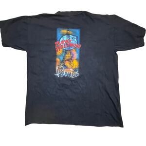 Vintage Planet Hollywood Paris Eiffel Tower Black Graphic Large Tourist Shirt